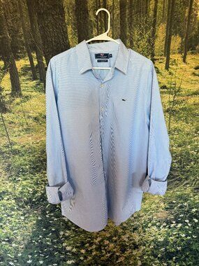 Vinyard Vines Blue and White Striped Button-Down Shirt - Slim Fit Whale Shirt